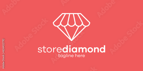 logo design store and diamond icon vector minimalist