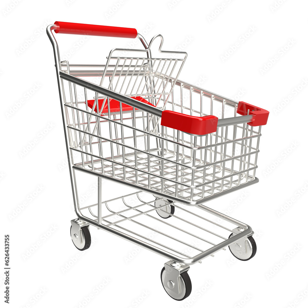 The shopping trolley  for e shopping and shopping online concept 3d rendering