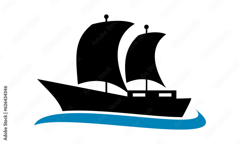 ship sailing vector logo illustration