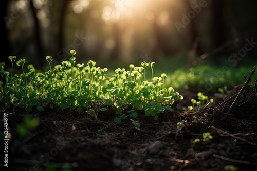 Nature blooming: green shoots and tender leaves rise., generative IA