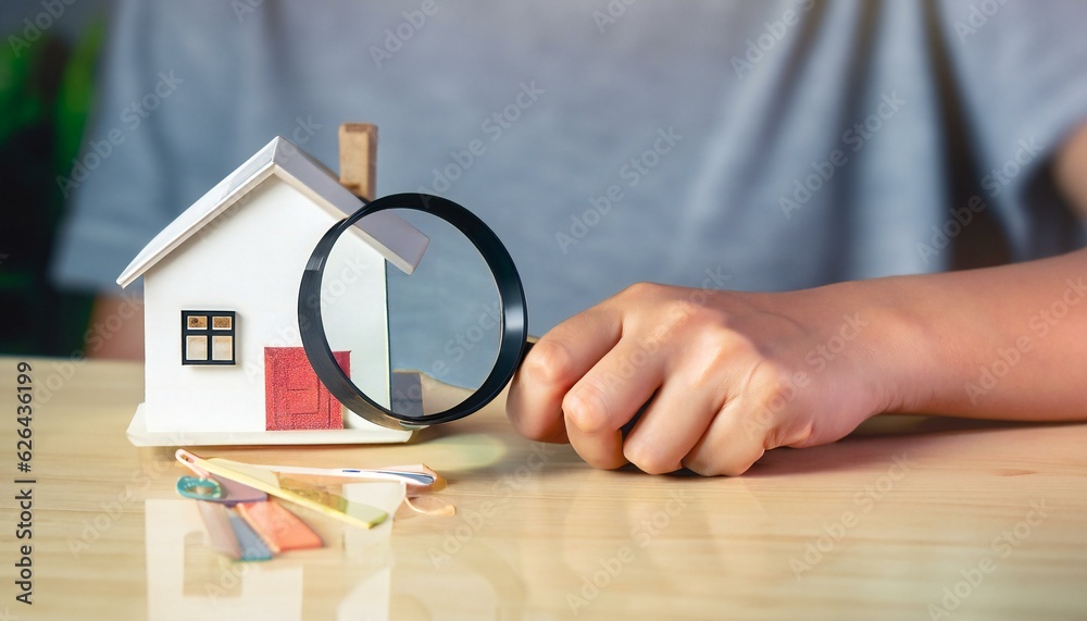 Fototapeta premium hand holding magnifying glass