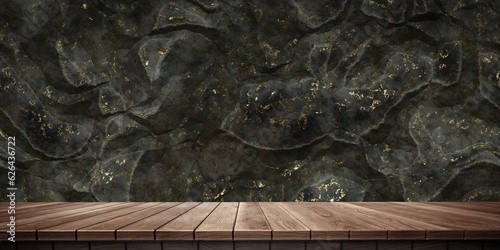 Colorful wooden platform background: marble wall.