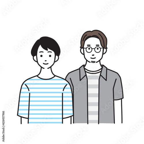 正面を向く若い男女のシンプルなイラスト
