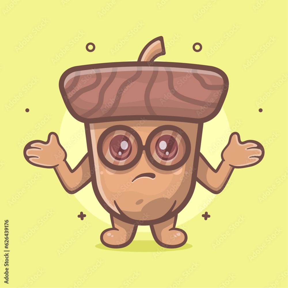 cute acorn character mascot with confused gesture isolated cartoon in flat style design cute acorn character mascot with confused gesture isolated cartoon in flat style design