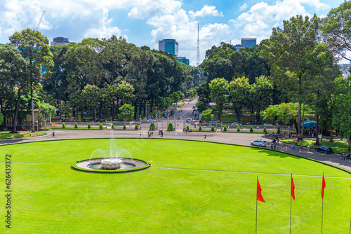 View from Reunification Palace, landmark in Ho Chi Minh City, Vietnam