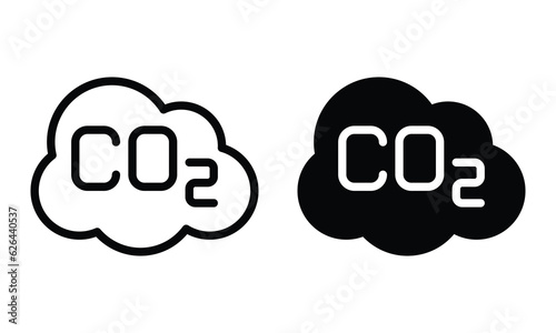 Carbon dioxide icon with outline and glyph style.