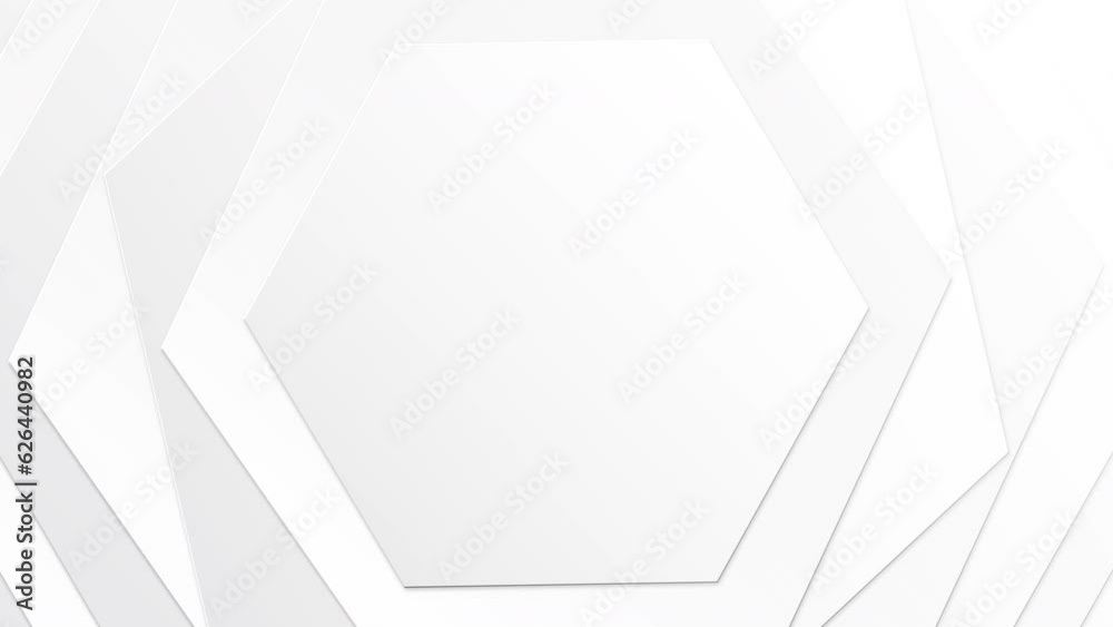 Elegant white, grey gradient minimal hexagon dynamic rotating smooth motion design corporate background looped