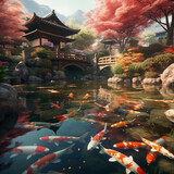 Peaceful Japan Koi Pond