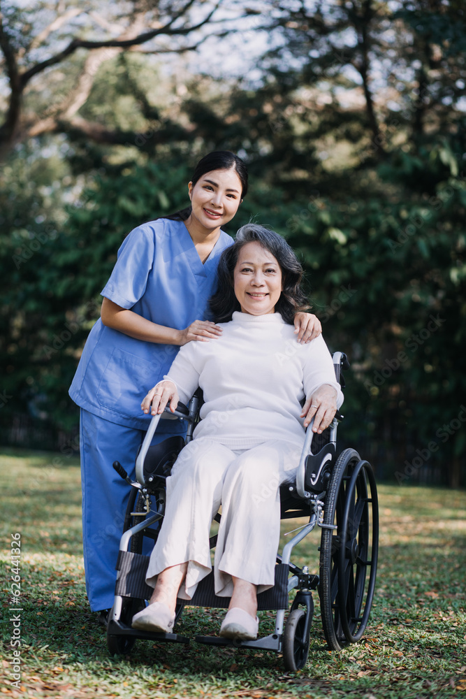 young asian physical therapist working with senior woman on walking with a walker young asian physical therapist working with senior woman on walking with a walker