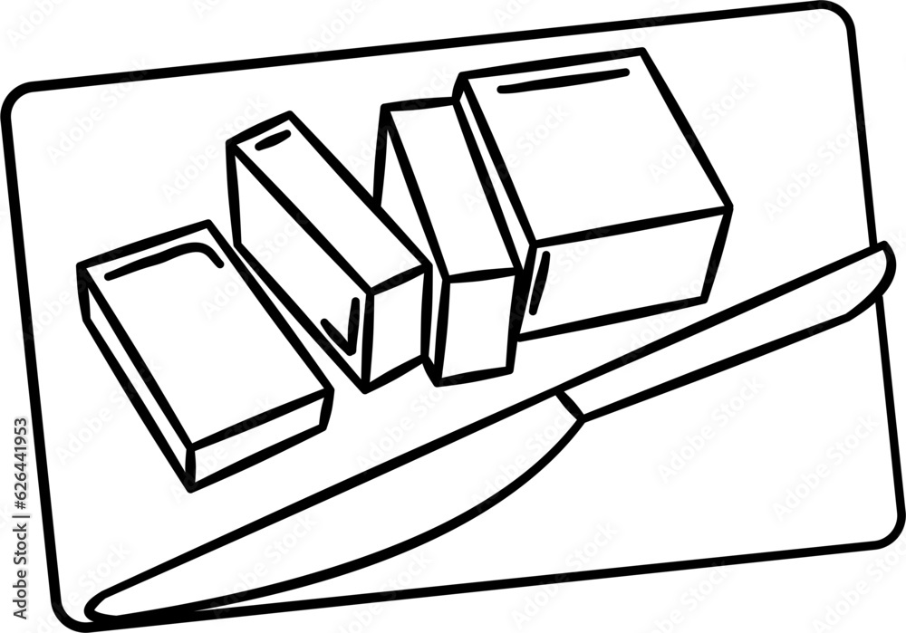 Knife and Butter Outline Illustration Vector Knife and Butter Outline Illustration Vector