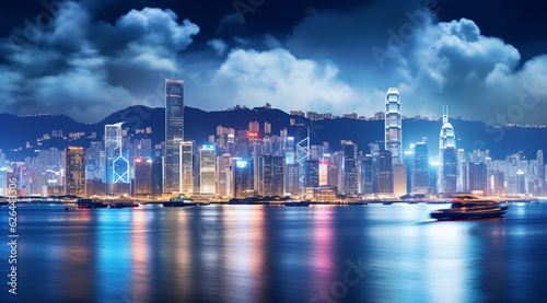 Night view of victoria harbor, hong Kong