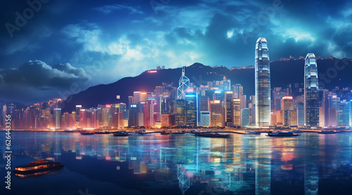 Night view of victoria harbor, hong Kong