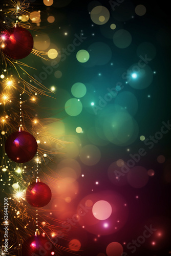 Beautiful Christmas tree background with Luxurious ball decorations and bright dim light 