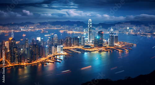 Night view of victoria harbor, hong Kong