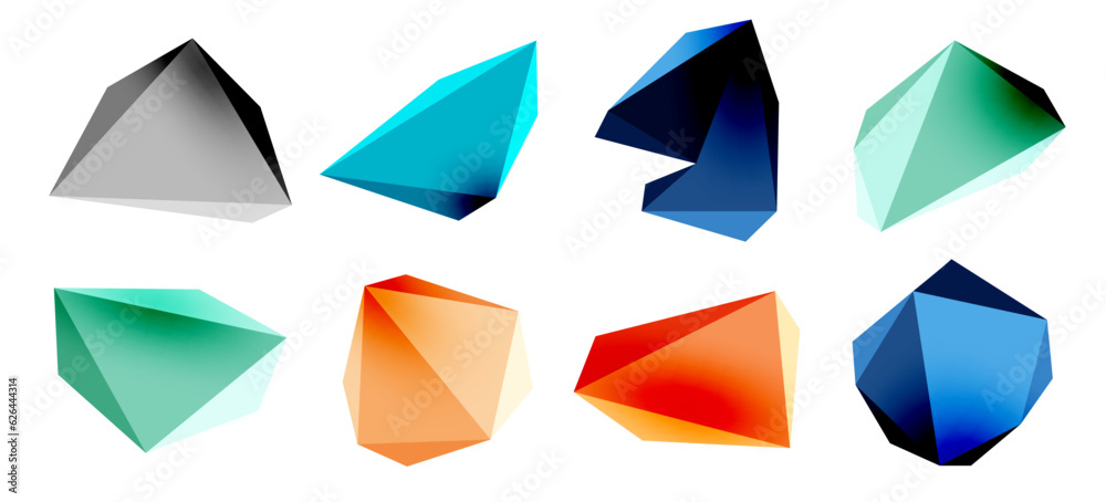 3d low poly triangle design elements