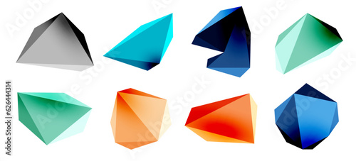 3d low poly triangle design elements