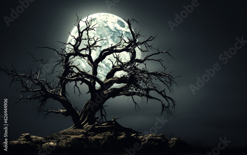 Spooky tree against a big moon © MUS_GRAPHIC