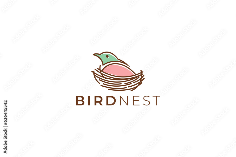 Fototapeta premium Vector line art bird logo design