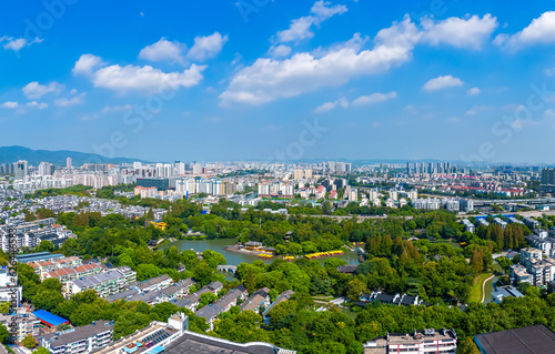 Panoramic view of Nanjing Qinhuai District Egret Island Park photo