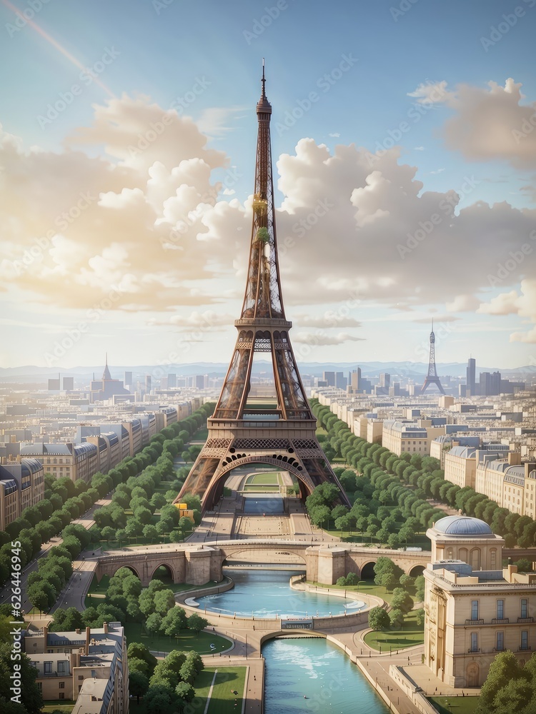 Illustration of the iconic Eiffel Tower in Paris