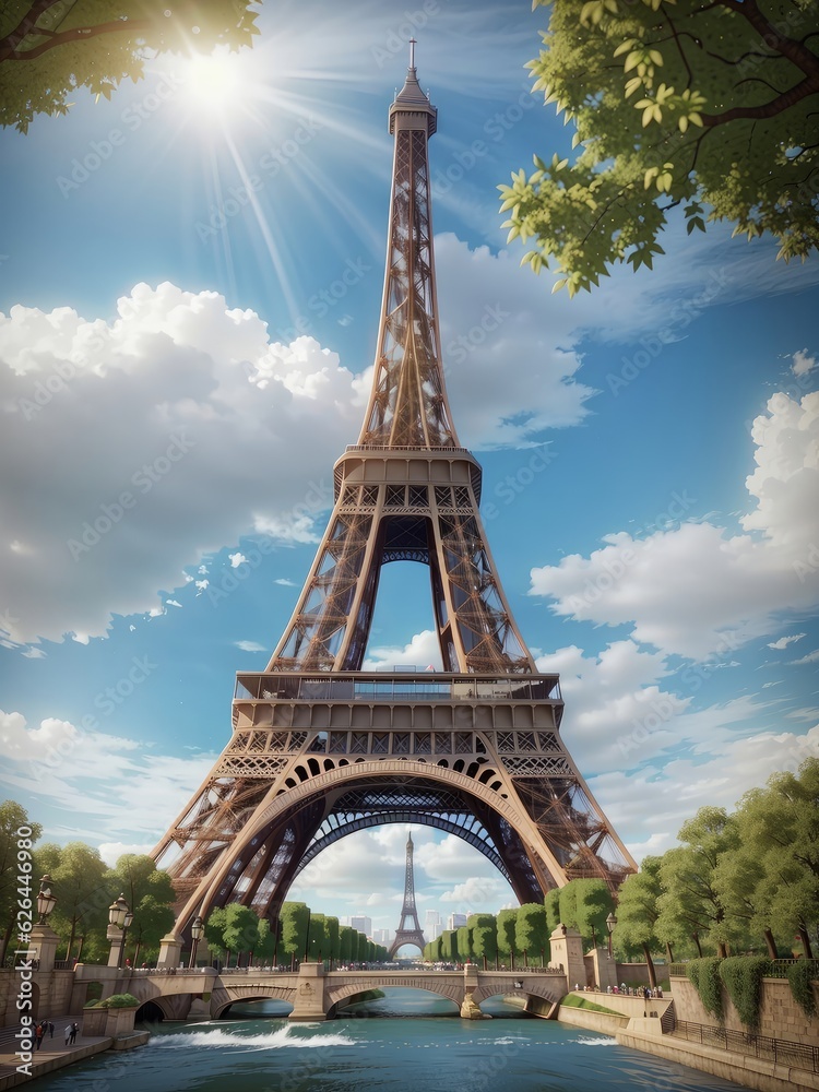 Fototapeta premium Illustration of the iconic Eiffel Tower in Paris