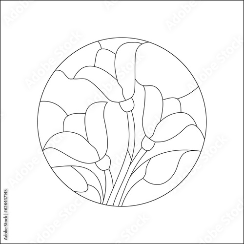 stained glass templates, round elements for stained glass windows. Gothic windows. Vintage frames. Church stained-glass windows