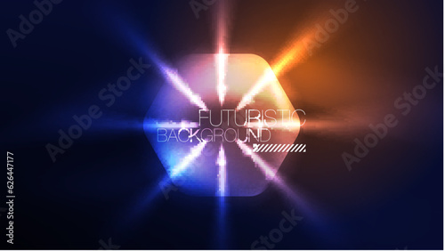 Wallpaper Mural Glowing blue neon hexagons in dark space. Digital technology cyberspace hi-tech techno abstract background template Torontodigital.ca