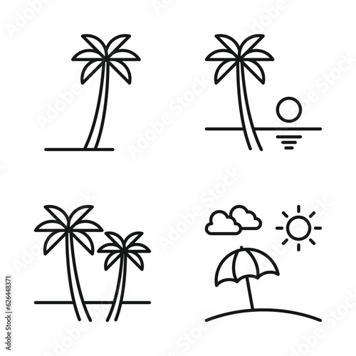 Editable Set Icon of Beach View Concept, Vector illustration isolated on white background. using for Presentation, website or mobile app