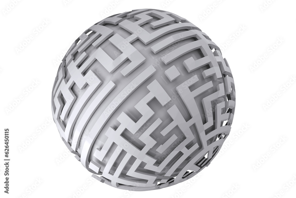 Digital png illustration of globe with labyrinth on transparent background