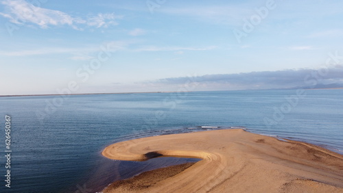 PHOTOGRAPHY WITH DRONE OF SUNSET ON THE BEACH OF Punta Chueca SONORA MEXICO photo