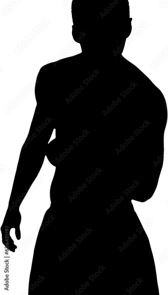Digital png silhouette image of woman squeezing fist on transparent background