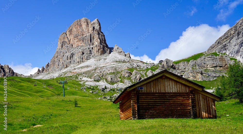 Mountain hut in the Dolomites Italy