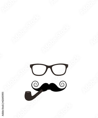 Digital png illustration of deer with glasses, moustache and pipe on transparent background