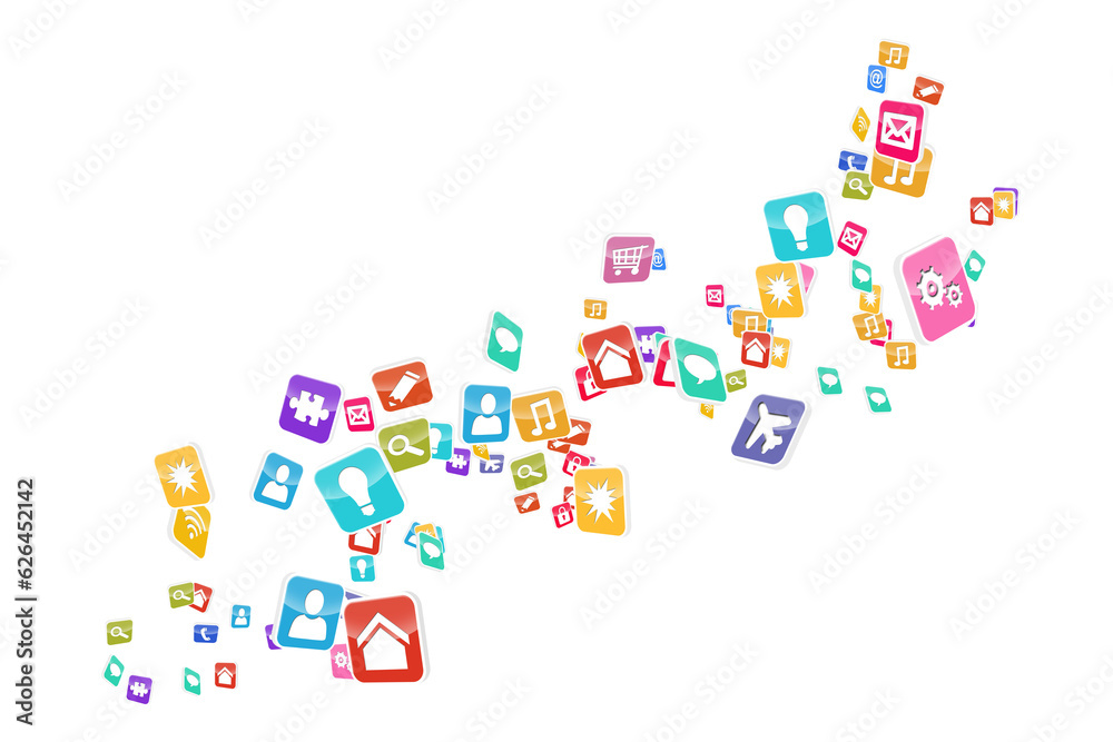 Digital png illustration of social media icons on transparent background