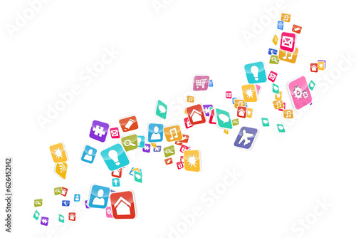 Digital png illustration of social media icons on transparent background