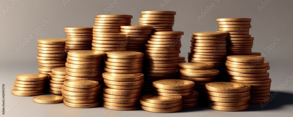 Stack of coins investment. Heap of coins money and stock market chart for financial banking system increase interest rate or mortgage investments dividend from business growth, federal reserve system Stack of coins investment. Heap of coins money and stock market chart for financial banking system increase interest rate or mortgage investments dividend from business growth, federal reserve system