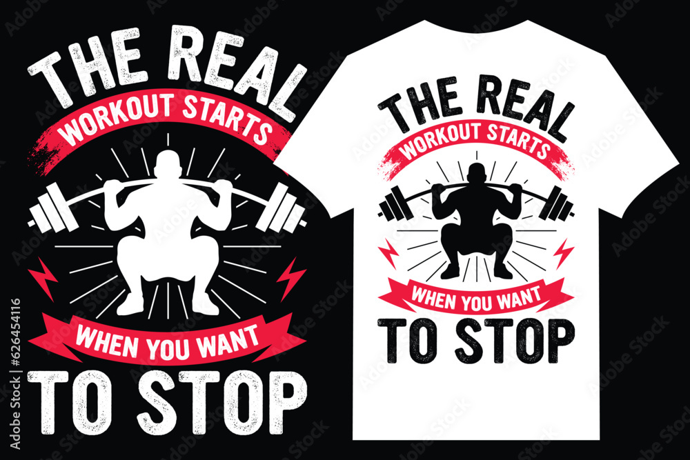 Fototapeta premium Gym Workout T-Shirt Design Premium Vector