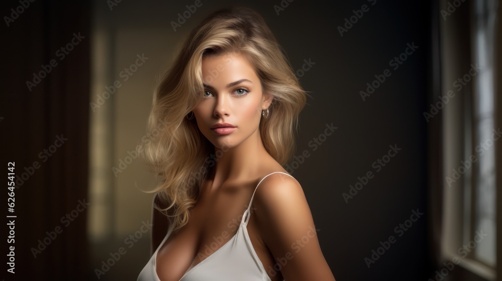 Beauty portrait of young woman in studio. Non-existent person. Generative Ai Beauty portrait of young woman in studio. Non-existent person. Generative Ai