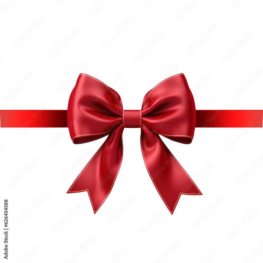 Fototapeta premium red ribbon gift bow isolated