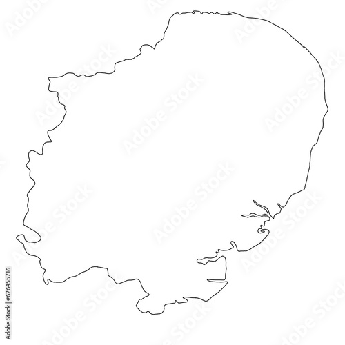  Quality outline map of East of England is a region of England, with borders