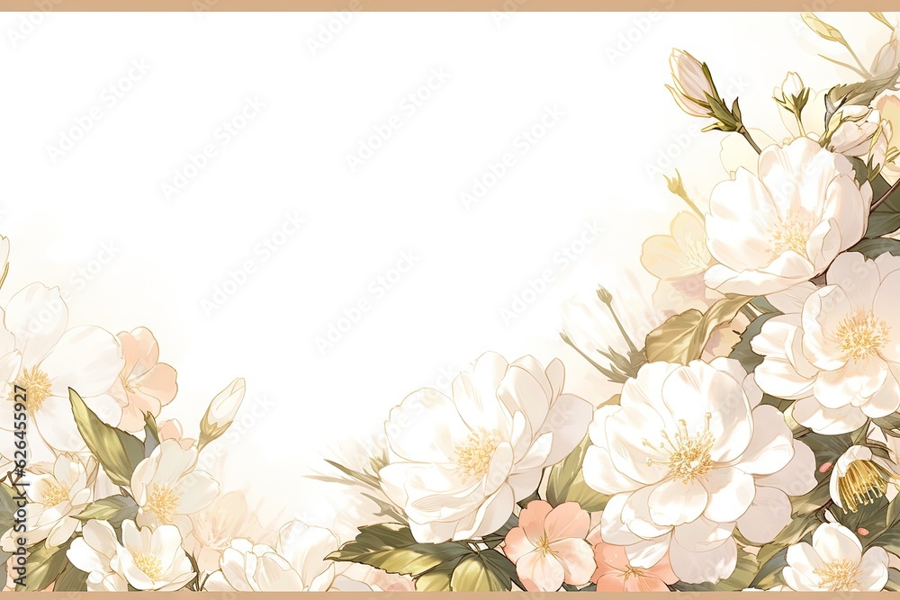 white flower border Frame Background, flower patterned frame, vintage style for wedding invitation card