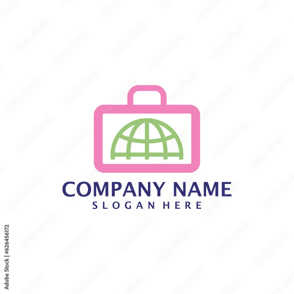 World Suitcase logo design vector. Suitcase logo design template concept World Suitcase logo design vector. Suitcase logo design template concept