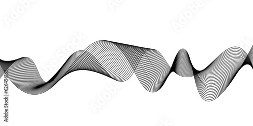 Abstract blck lines on white background.Wave of the many colored lines. photo