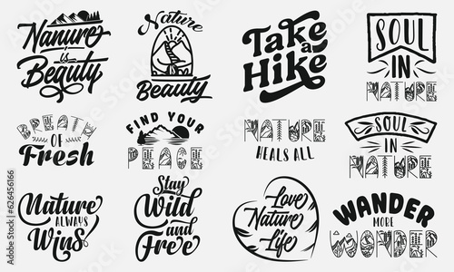 Typography t-shirt design bundle about nature, travel, adventure