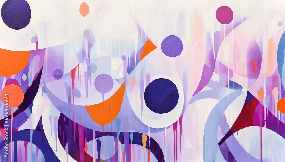 abstract painting with simple and bold curvy shapes,colorful background,abstract colorful background,Blue and Purple Illustration