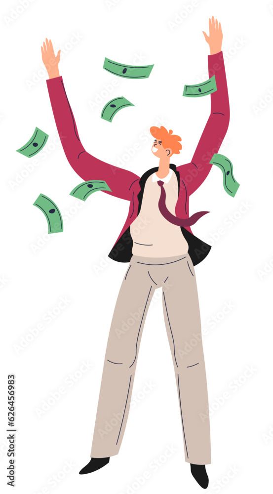 Millionaire or businessman throwing money vector Millionaire or businessman throwing money vector