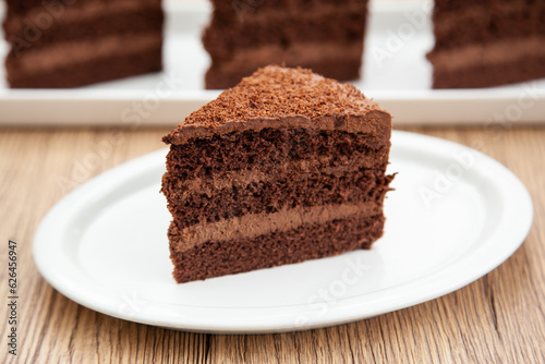 Soft and intense chocolate cake with chocolate whipped ganache