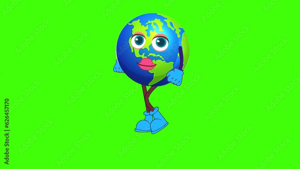 earth character walking animation on green screen earth character walking animation on green screen