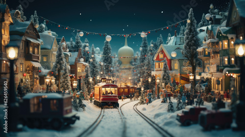 Delightful Christmas Holiday Miniature Village  Whimsical Winter Wonderland and Snow-Covered Landscapes.