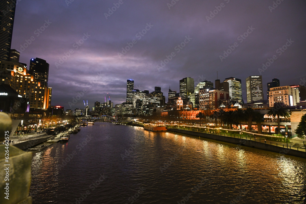 The River in Melbourne CBD at night